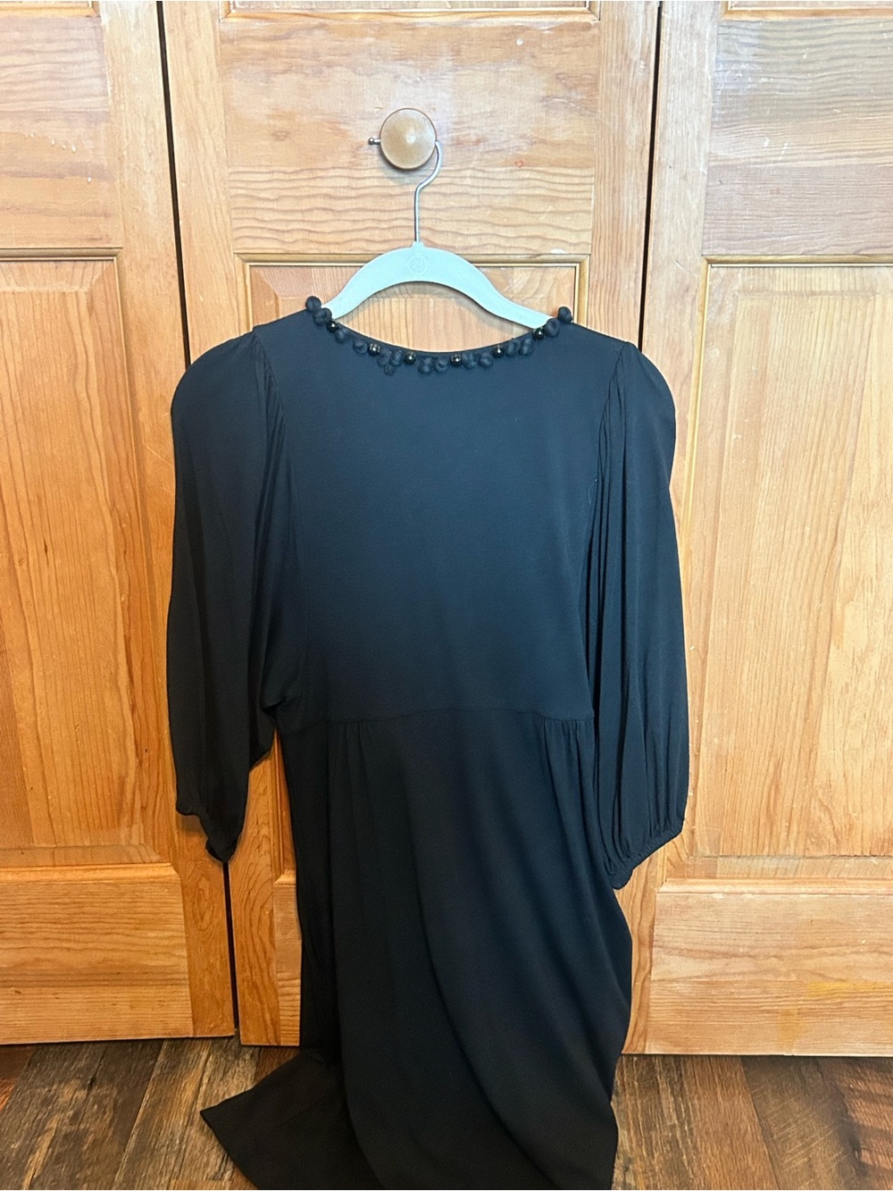 See By Chloe Black Long Sleeve Beaded Neck Dress